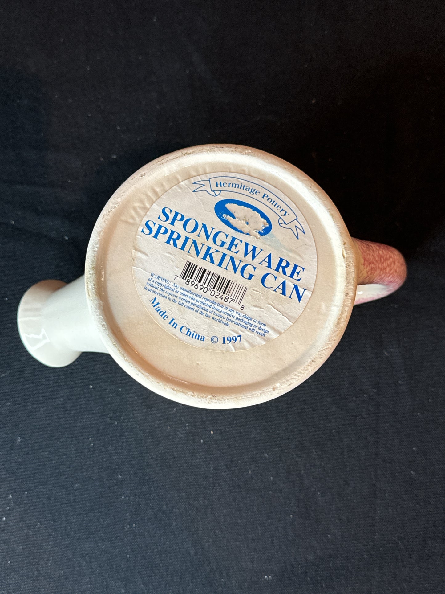 Hermitage Pottery Spongeware Sprinkling Can 1997 4 1/8" Tall