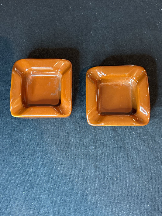 Pair of Hall Pottery Ashtray #682 Mark on Bottom Like New Condition. 3.75" Wide