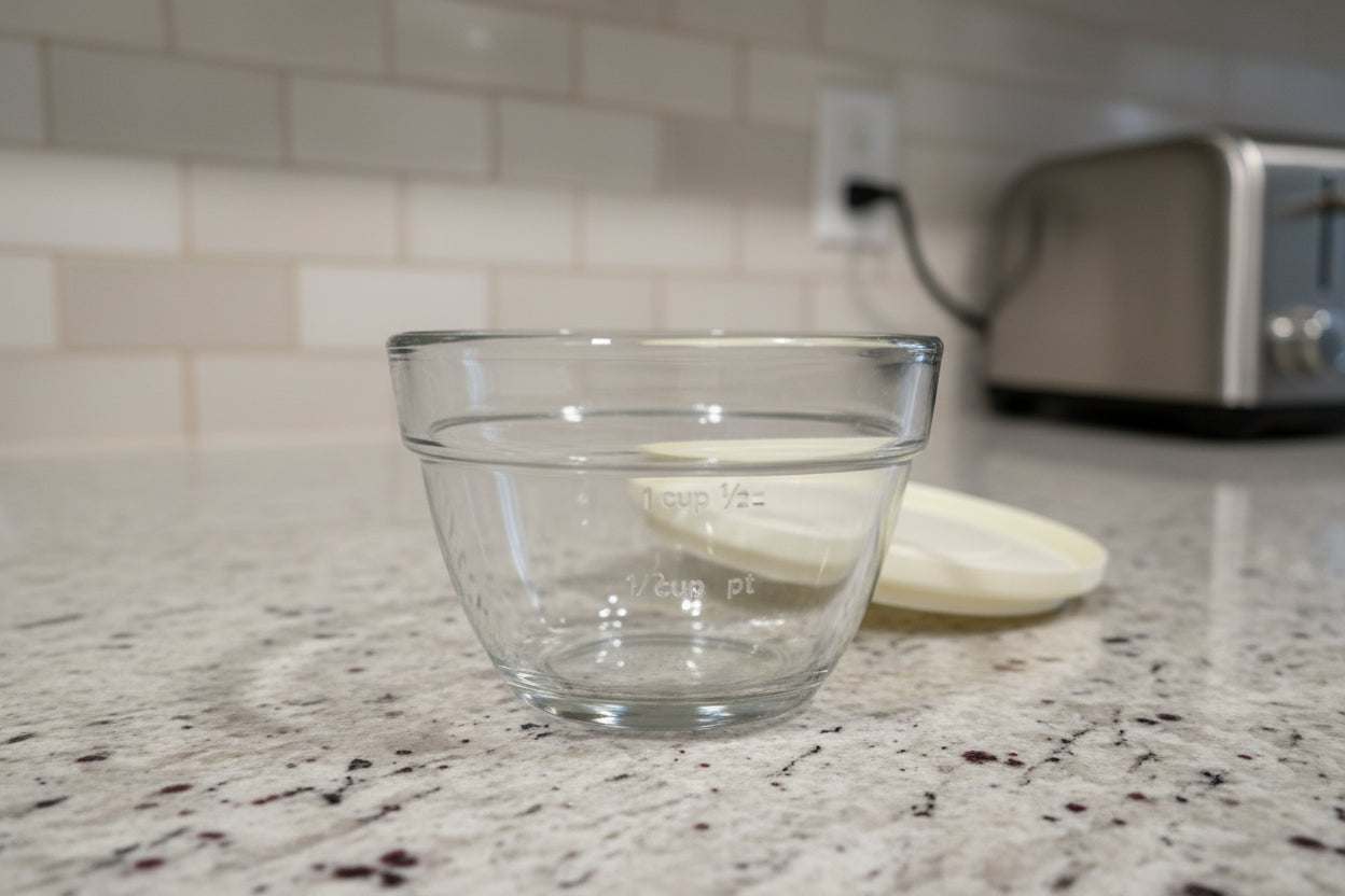Pampered Chef 1.5 Cup Prep Bowl with Lid Clear Glass Plastic Lid Like New