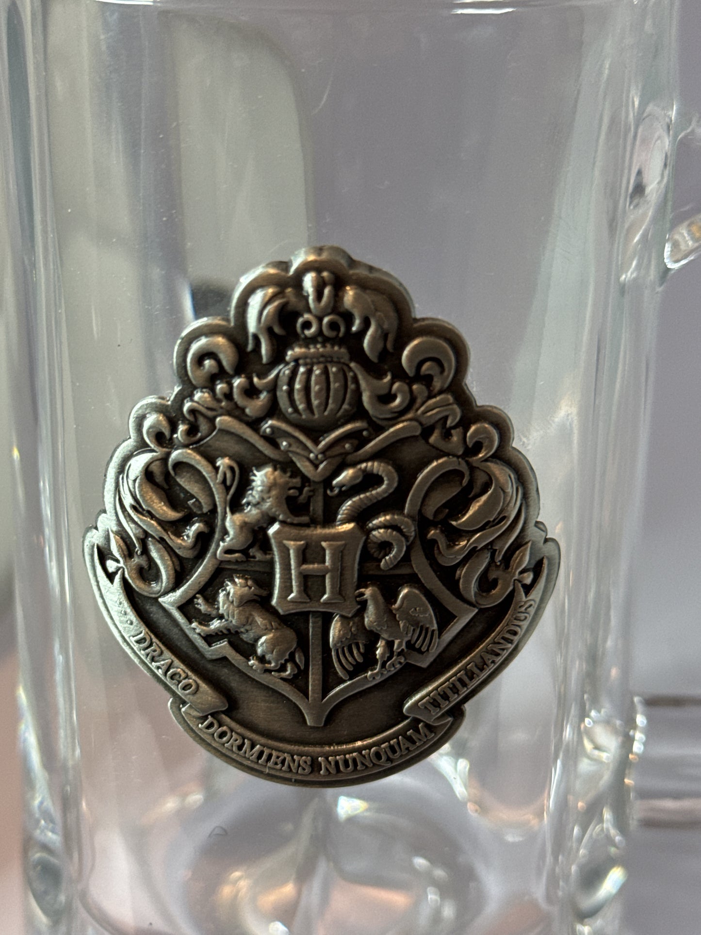 Harry Potter Butterbeer Glass Mug Pewter Shield Wizarding World 5.75" Tall