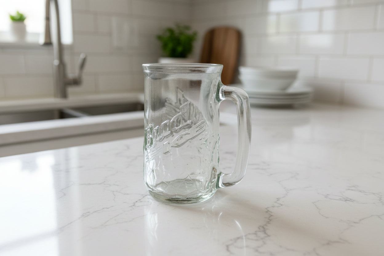 Bud Ice Beer Mug Glass Molded Embossee Clear glass 16oz 5.5" Tall