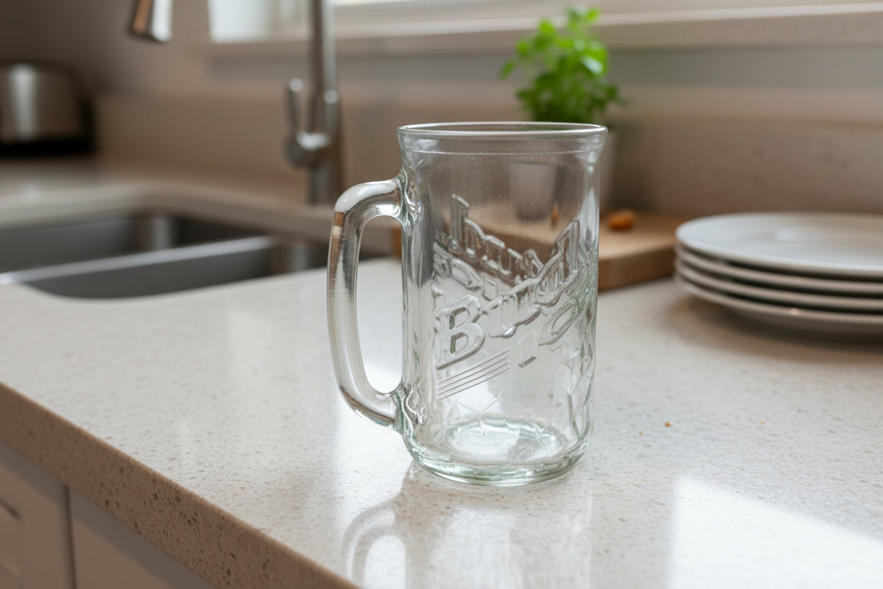 Bud Ice Beer Mug Glass Molded Embossee Clear glass 16oz 5.5" Tall