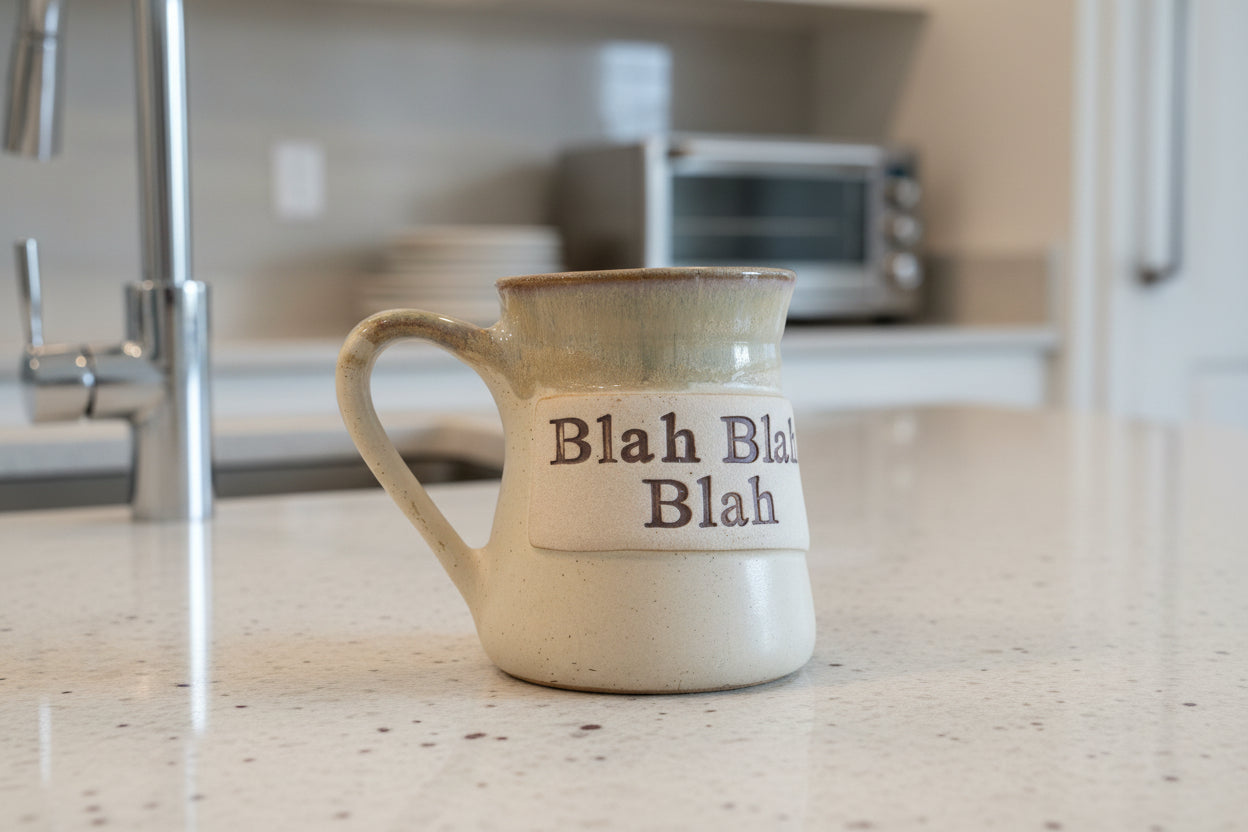 Tumbleweed Pottery Blah Blah Blah Stoneware Ceramic Pottery Mug 16oz 4.75" Tall