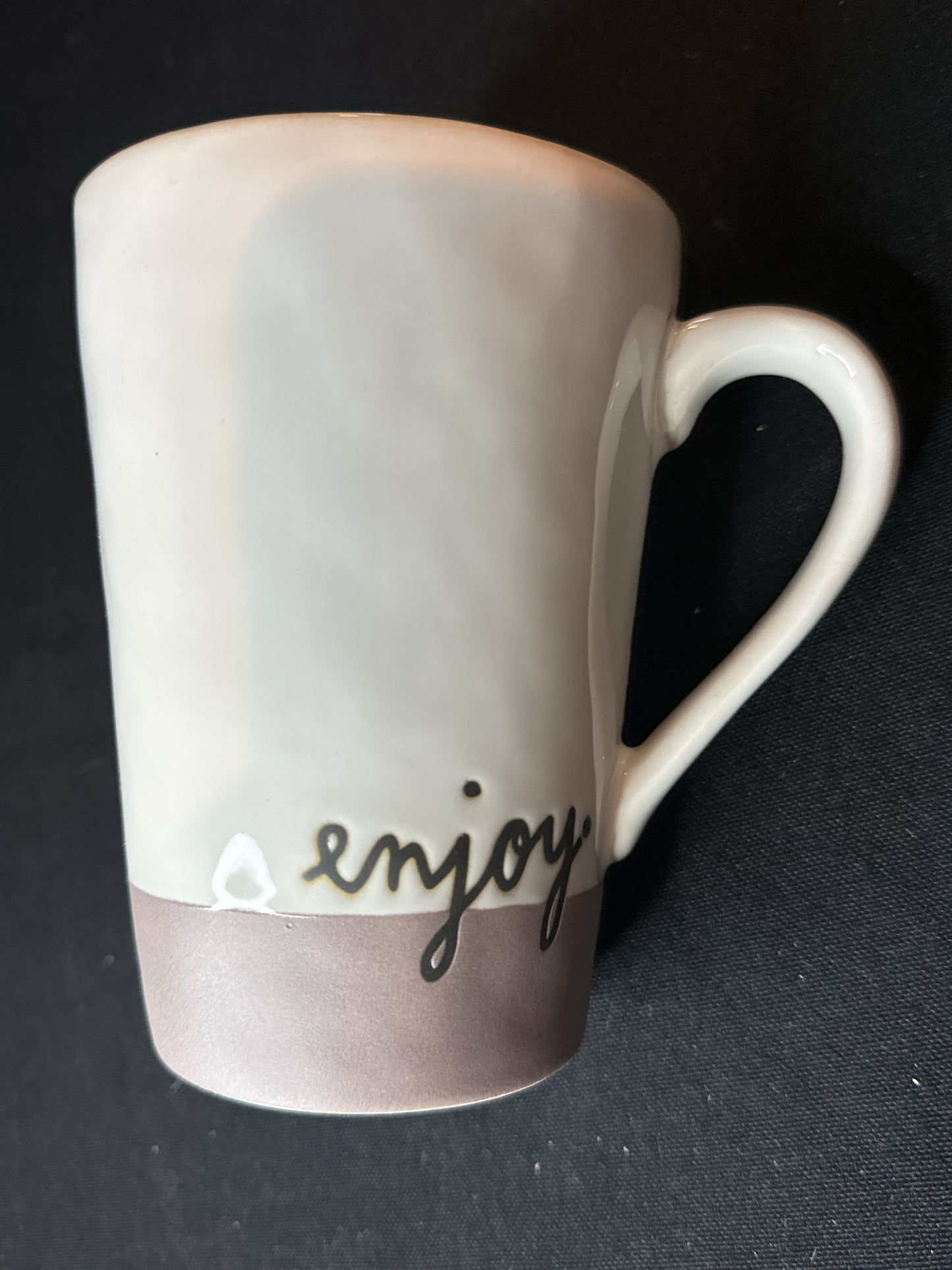 New Release Script Font Rae Dunn White Ceramic Coffee Mug "ENJOY" 16oz 5" Tall