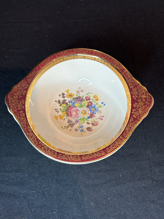 Century by Salem Pattern Aristocrat-Maroon (Floral Center) Cereal Bowl 7 1/8" Wide 2 Lugs