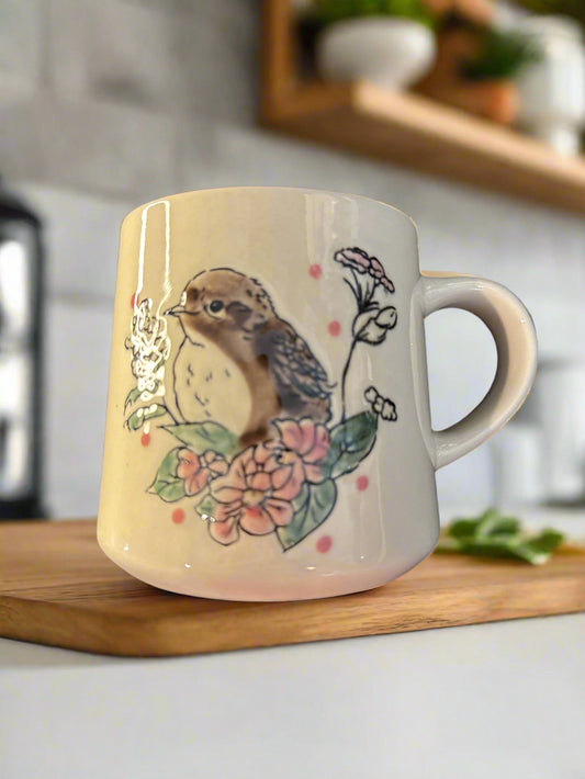 Spectrum Designz Bird Coffee Cup Mug Pink Interior 3 7/8" Tall New