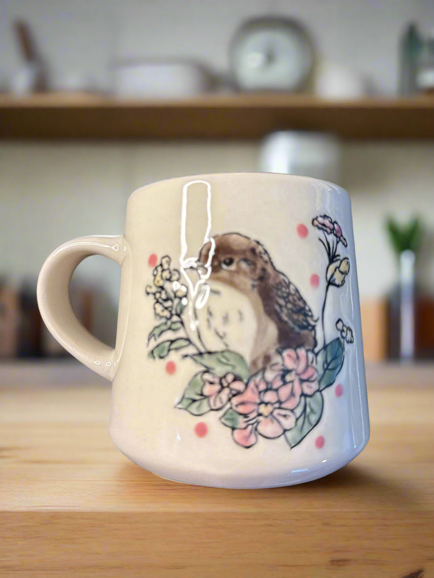 Spectrum Designz Bird Coffee Cup Mug Pink Interior 3 7/8" Tall New