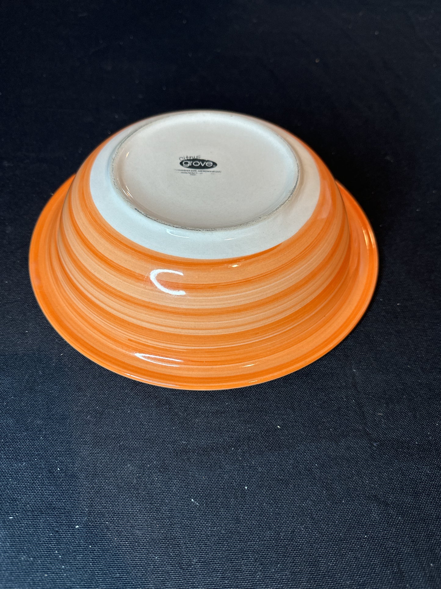 Pair of Citrus Grove Hand Painted Bowls, One Yellow and One Orange 8.5"