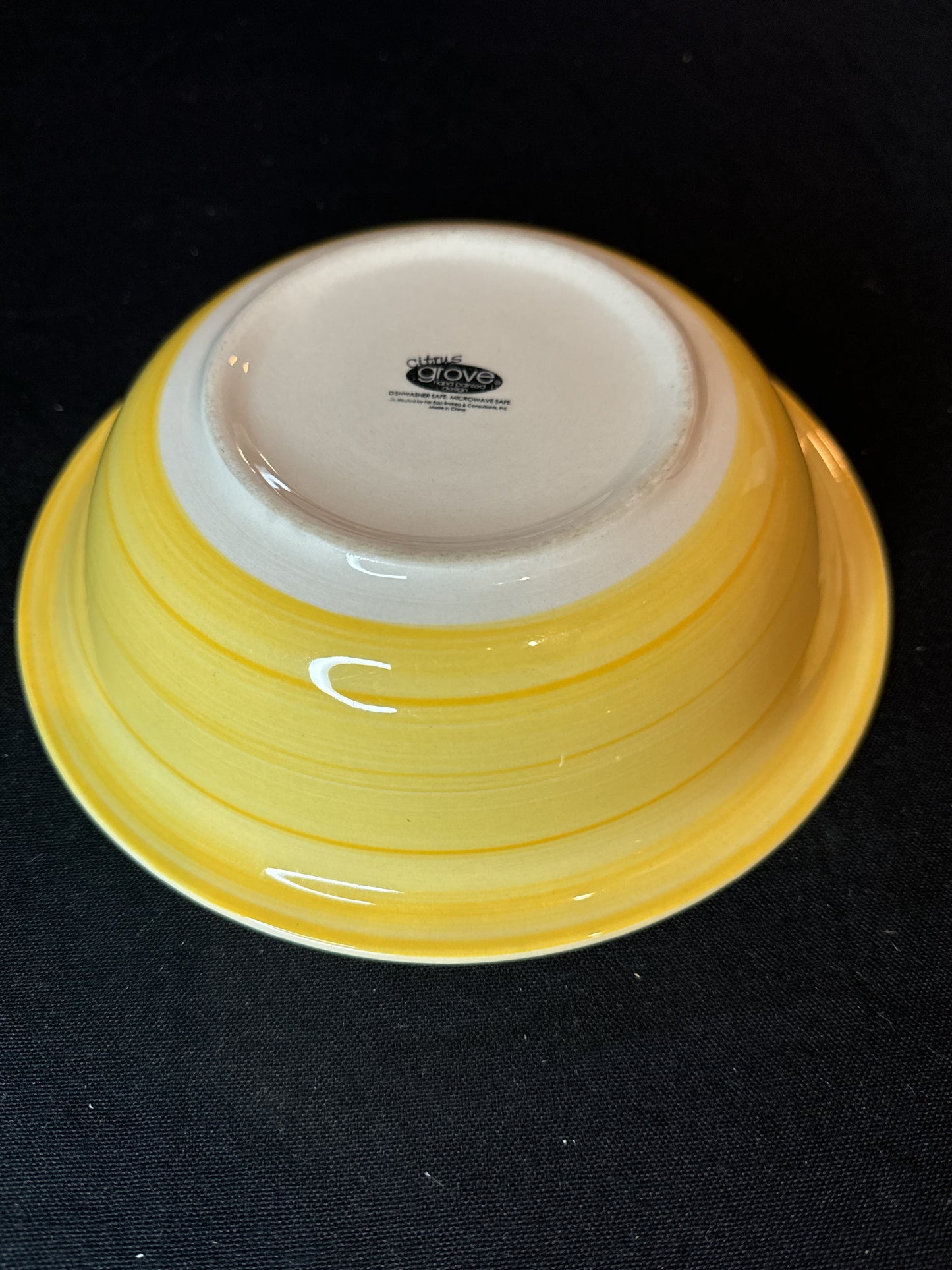 Pair of Citrus Grove Hand Painted Bowls, One Yellow and One Orange 8.5"