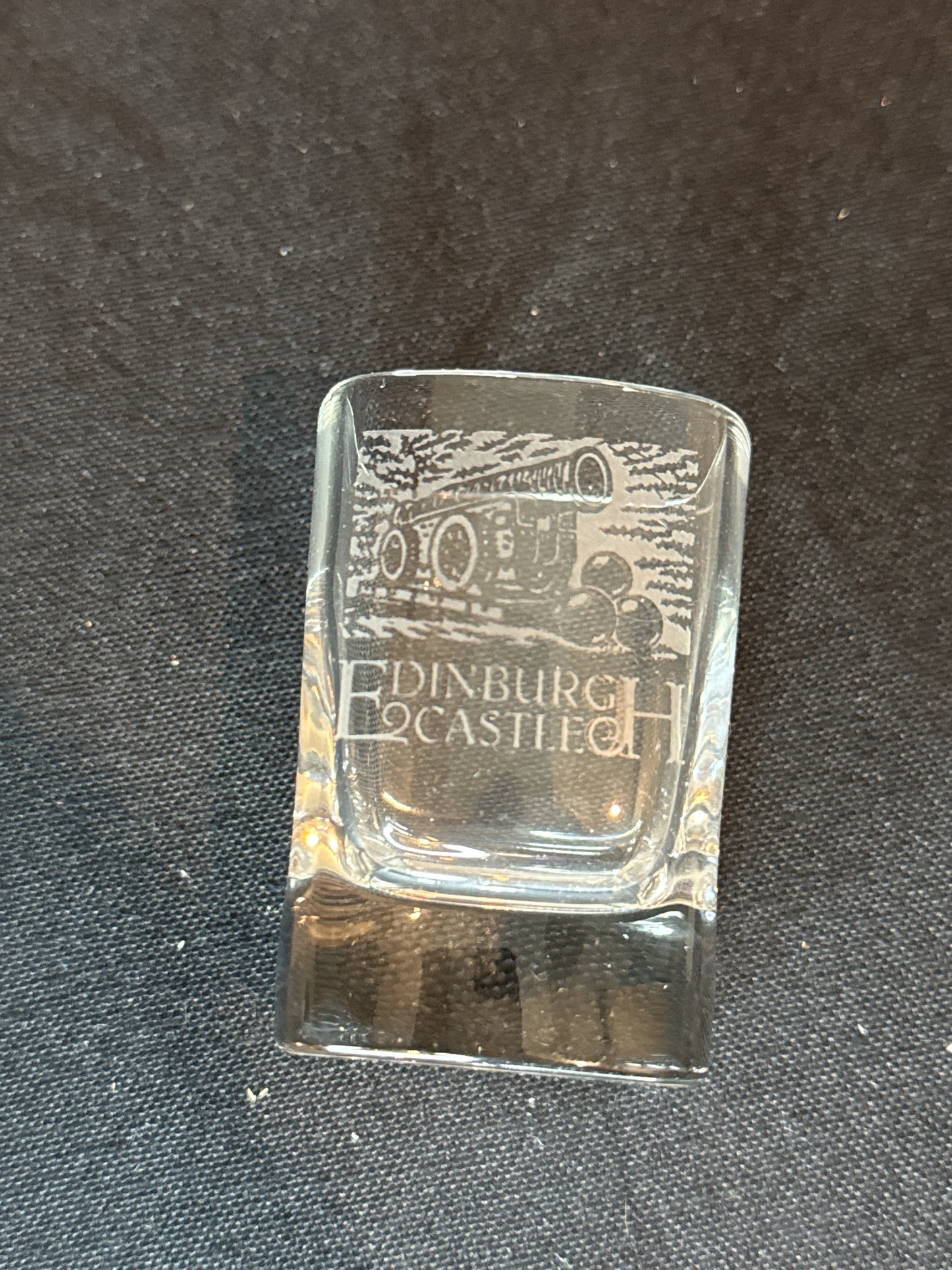 4 Burns Crystal The Dram Glass Edinburgh Castle & Scotland Square Shot Glasses 2.5" Tall