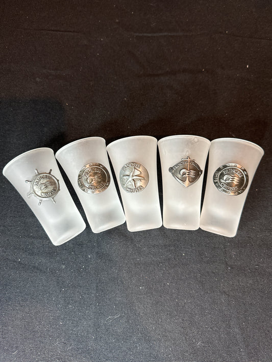 Set of 5 Princess Cruises 3.5" Tall Shot Glasses Frosted Fluted