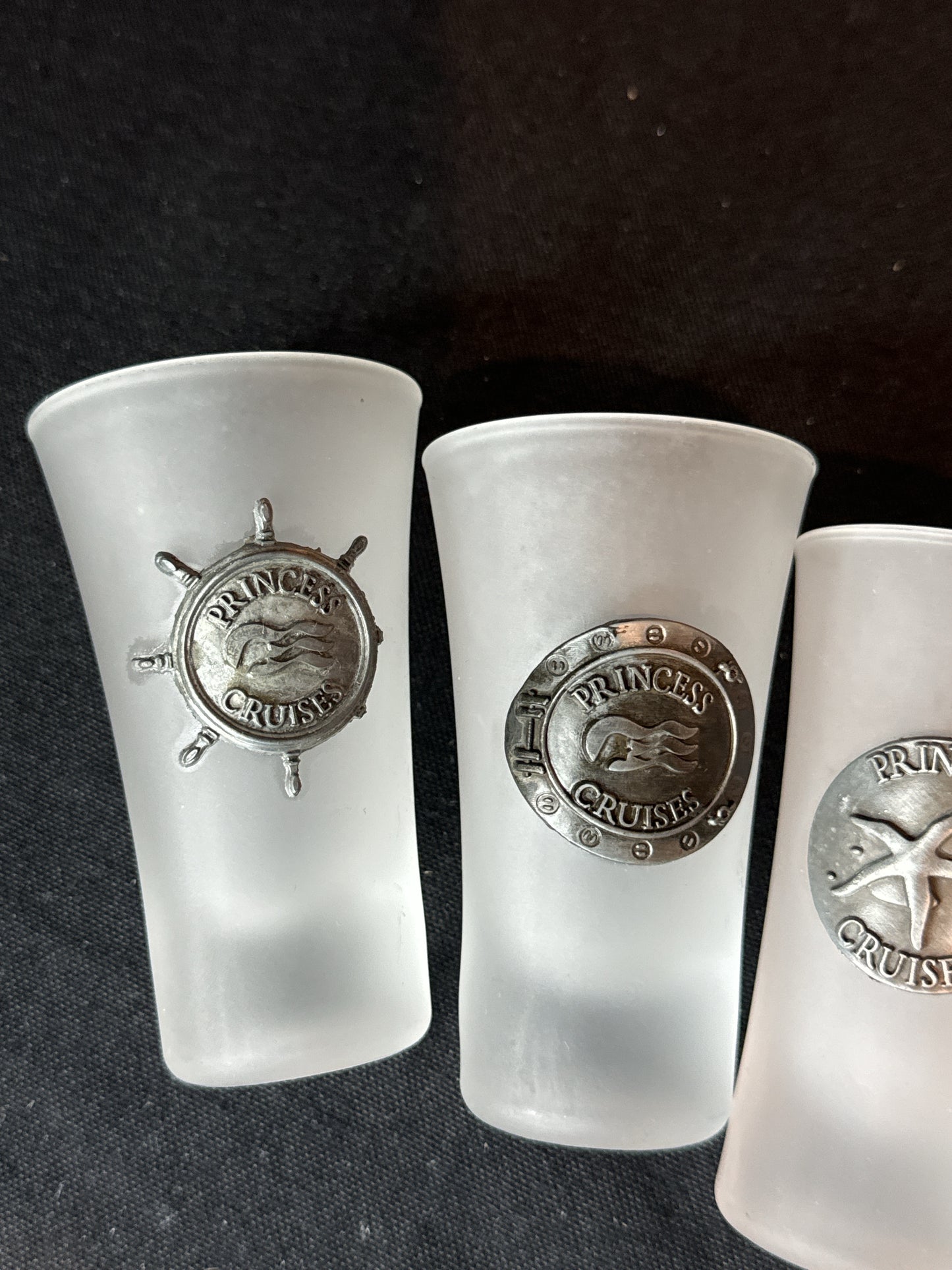 Set of 5 Princess Cruises 3.5" Tall Shot Glasses Frosted Fluted