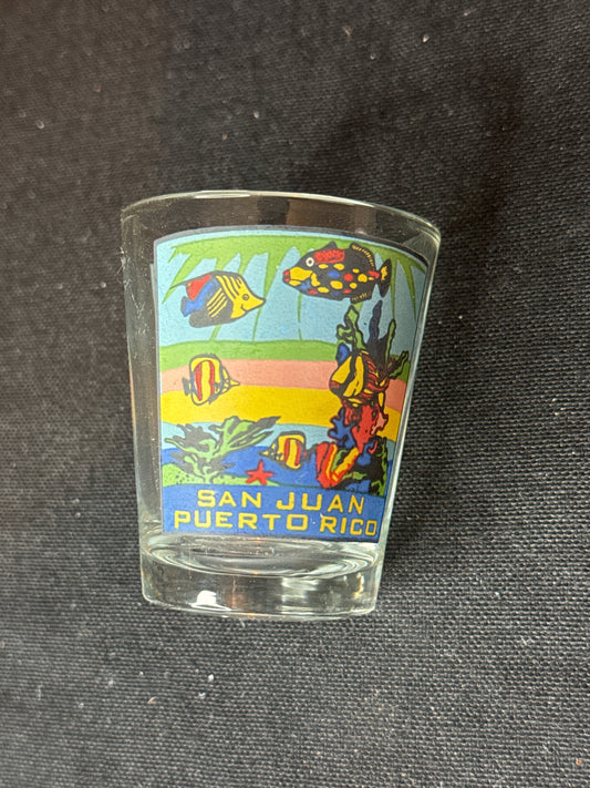 Vintage Very Rare San Juan PR Shot Glass Fish 2 3/8" Tall