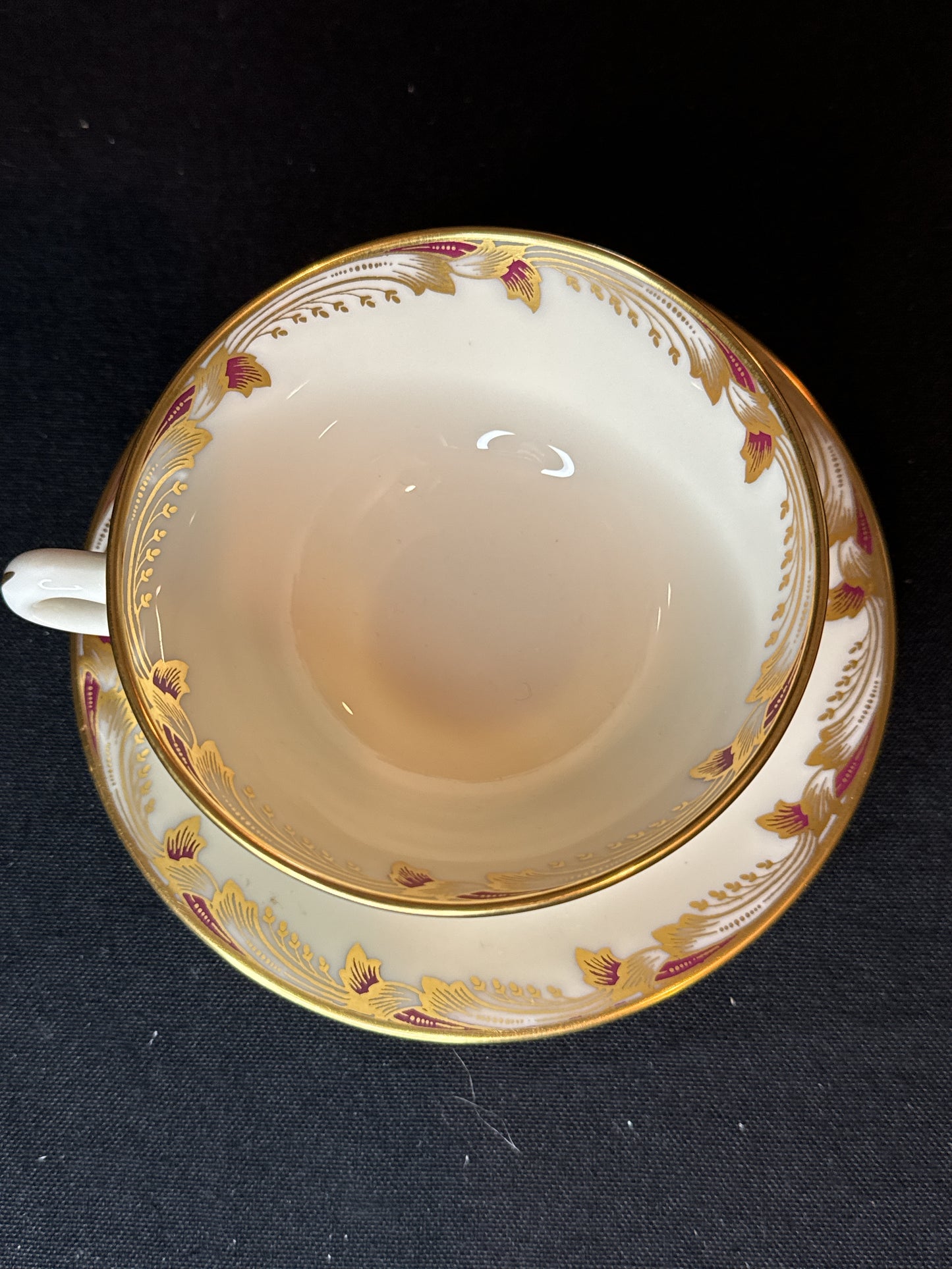 Lenox Essex Maroon Smooth Pattern Cup and Saucer 2 1/8" High