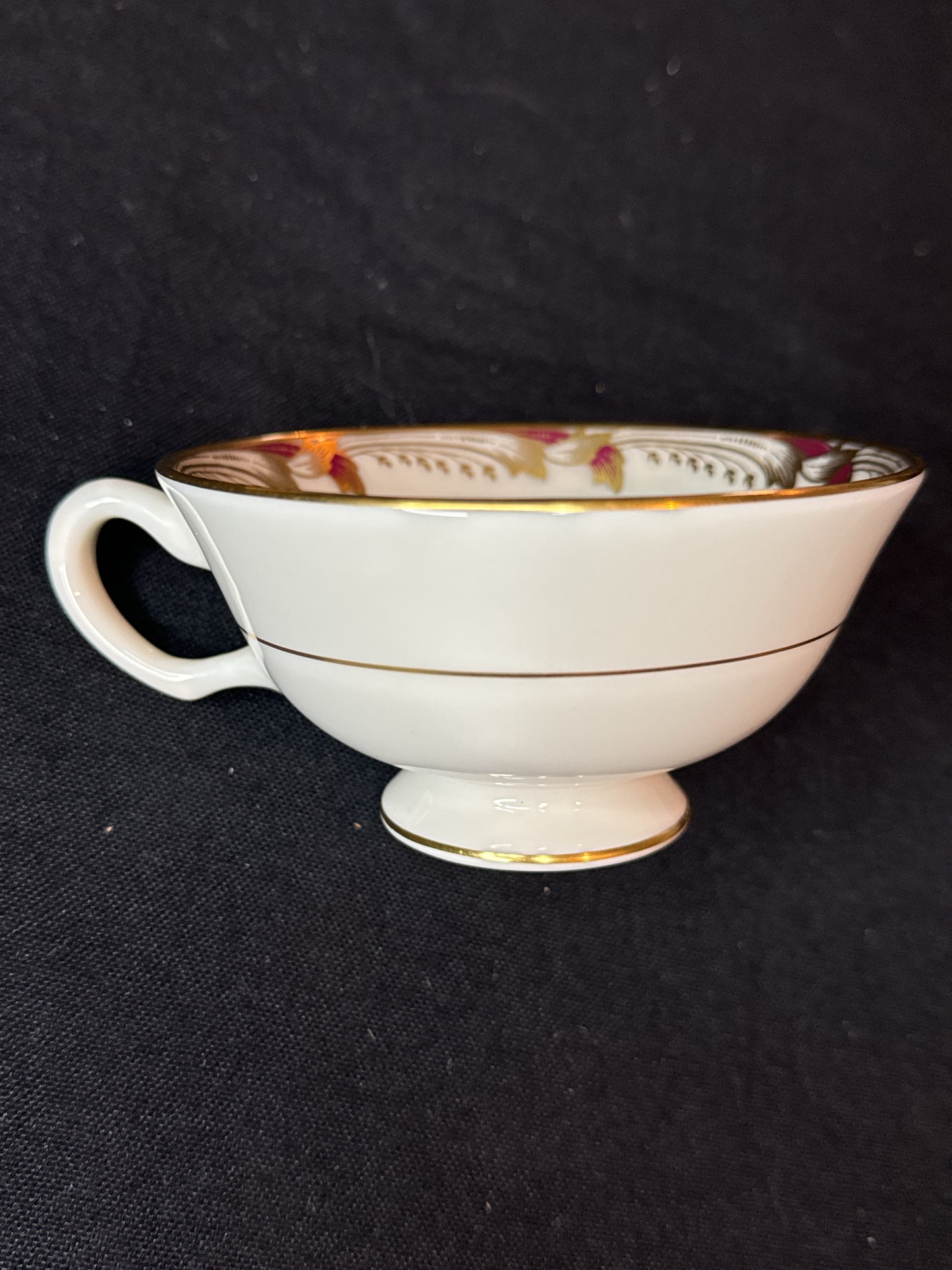 Lenox Essex Maroon Smooth Pattern Cup and Saucer 2 1/8" High