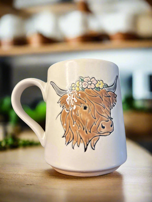 Spectrum Designz Buffalo Bison Coffee Cup Mug Yellow Interior 4.5" Tall New