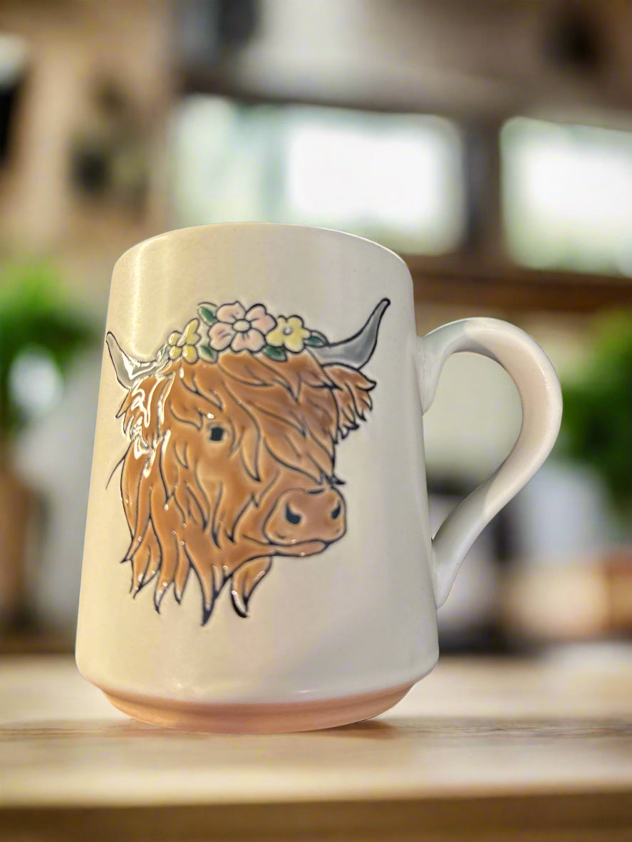Spectrum Designz Buffalo Bison Coffee Cup Mug Yellow Interior 4.5" Tall New