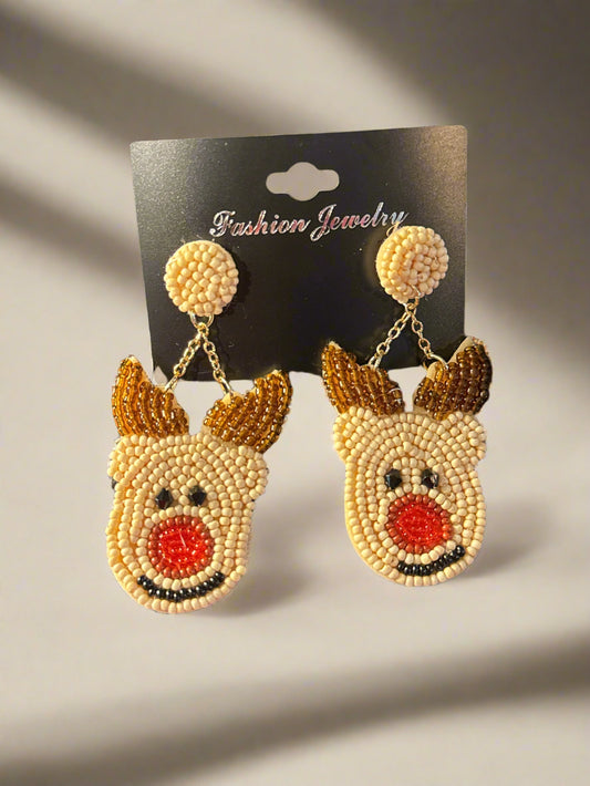 Reindeer Earrings Fashion Jewelry Christmas Rudolph The Red Nose Reindeer New in Box