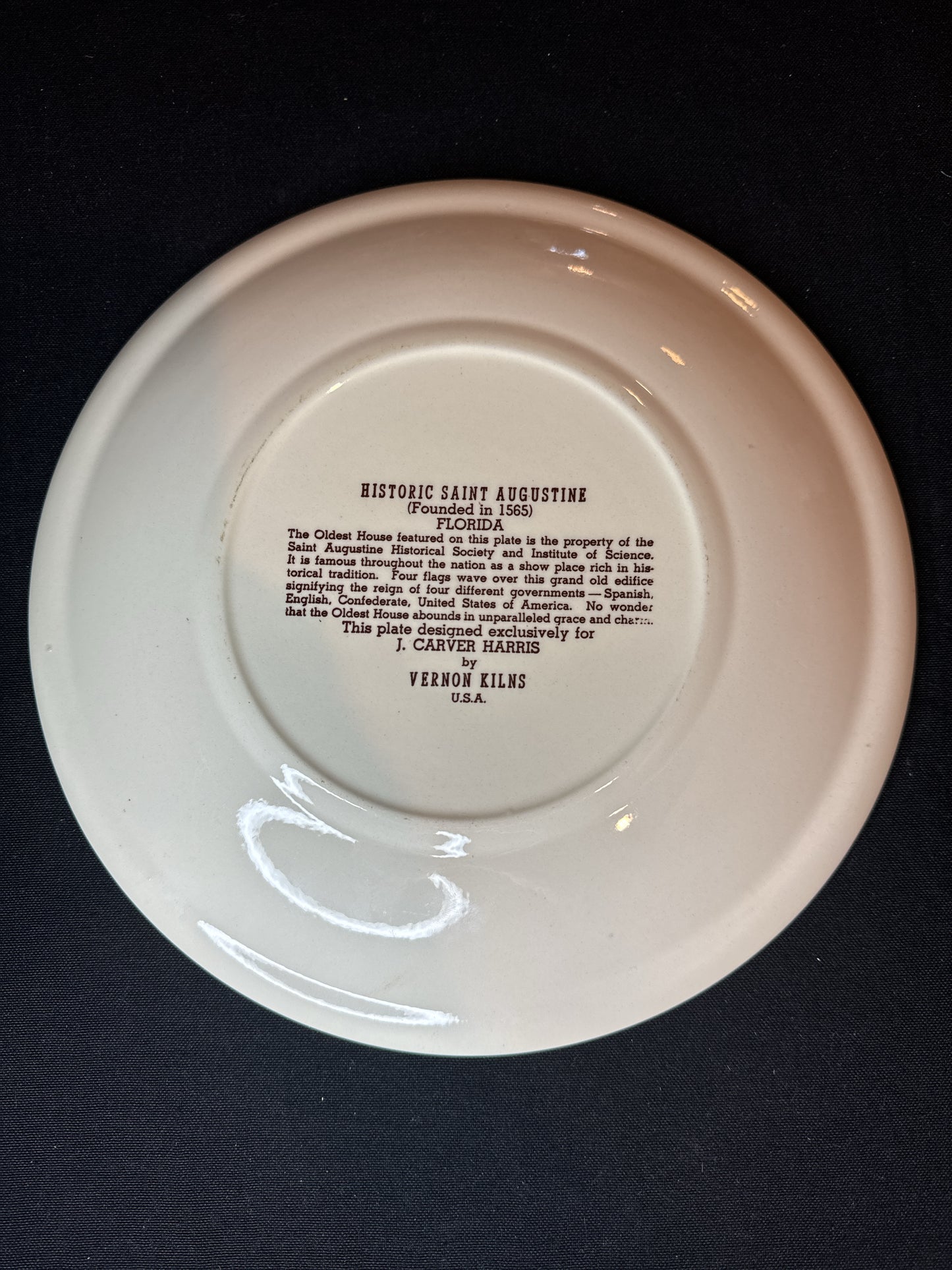 Historic Saint Augustine Florida Commemorative Plate Brown 10.5" by Vernon Kilns