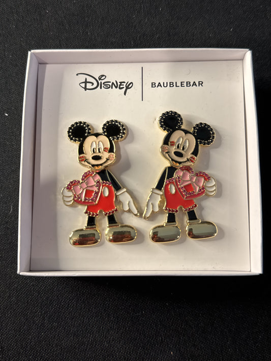 Baublebar Disney Mickey Mouse Valentine Love Dangle Earrings Figural Hearts New in Box