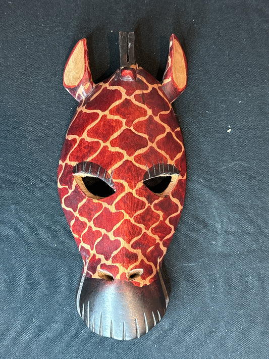 Wall Hanging African Fold Art Giraffe Mask Wood Handcarved Souvenir Vintage 9"