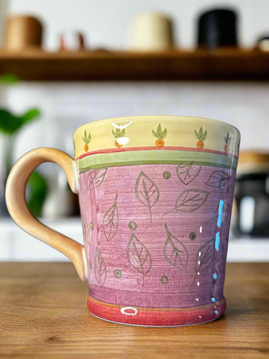 Culinary Arts Julie Ingleman Jumbo Porcelain Leaf Coffee Mug Cup 16oz New