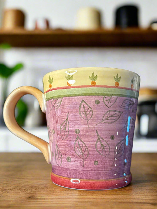 Culinary Arts Julie Ingleman Jumbo Porcelain Leaf Coffee Mug Cup 16oz New