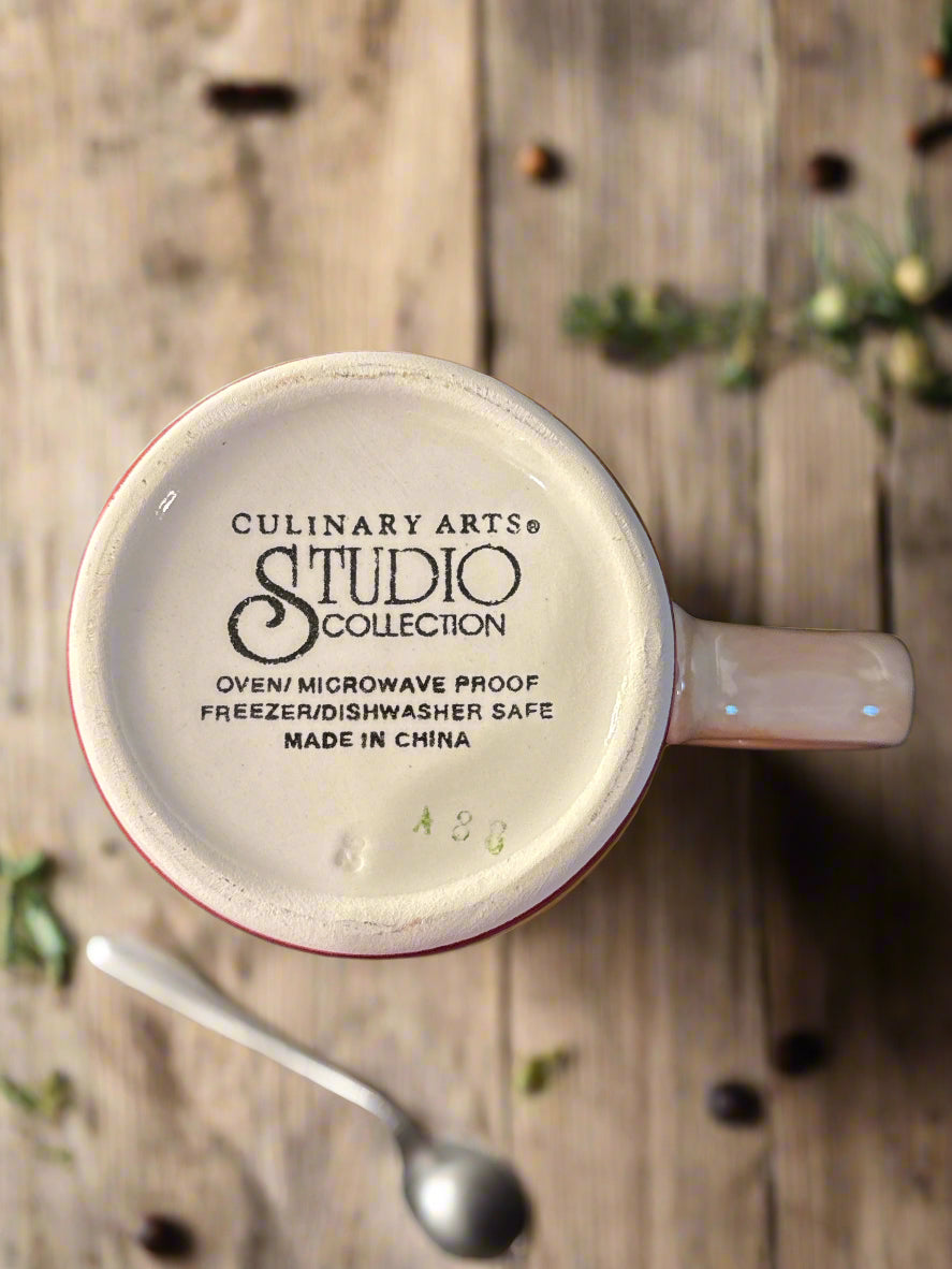 Culinary Arts Julie Ingleman Jumbo Porcelain Leaf Coffee Mug Cup 16oz New