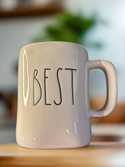 Rae Dunn Best Coffee Mug Cup 16oz Black and White 4.5" Tall New