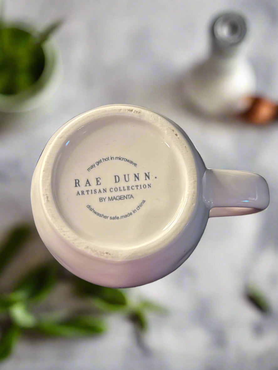 Rae Dunn Artisan Collection Have a Balanced Meal Dog Bagel Coffee Cup Mug 4.5" Tall