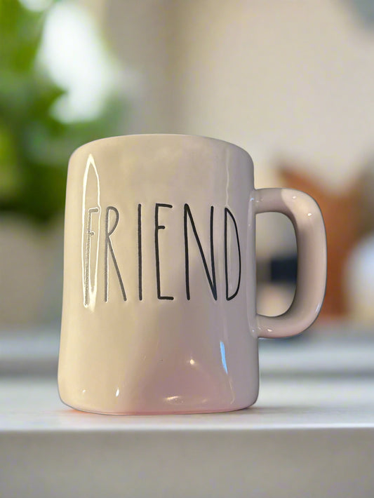 Rae Dunn Friend Coffee Mug Cup 16oz Black and White 4.5" Tall New
