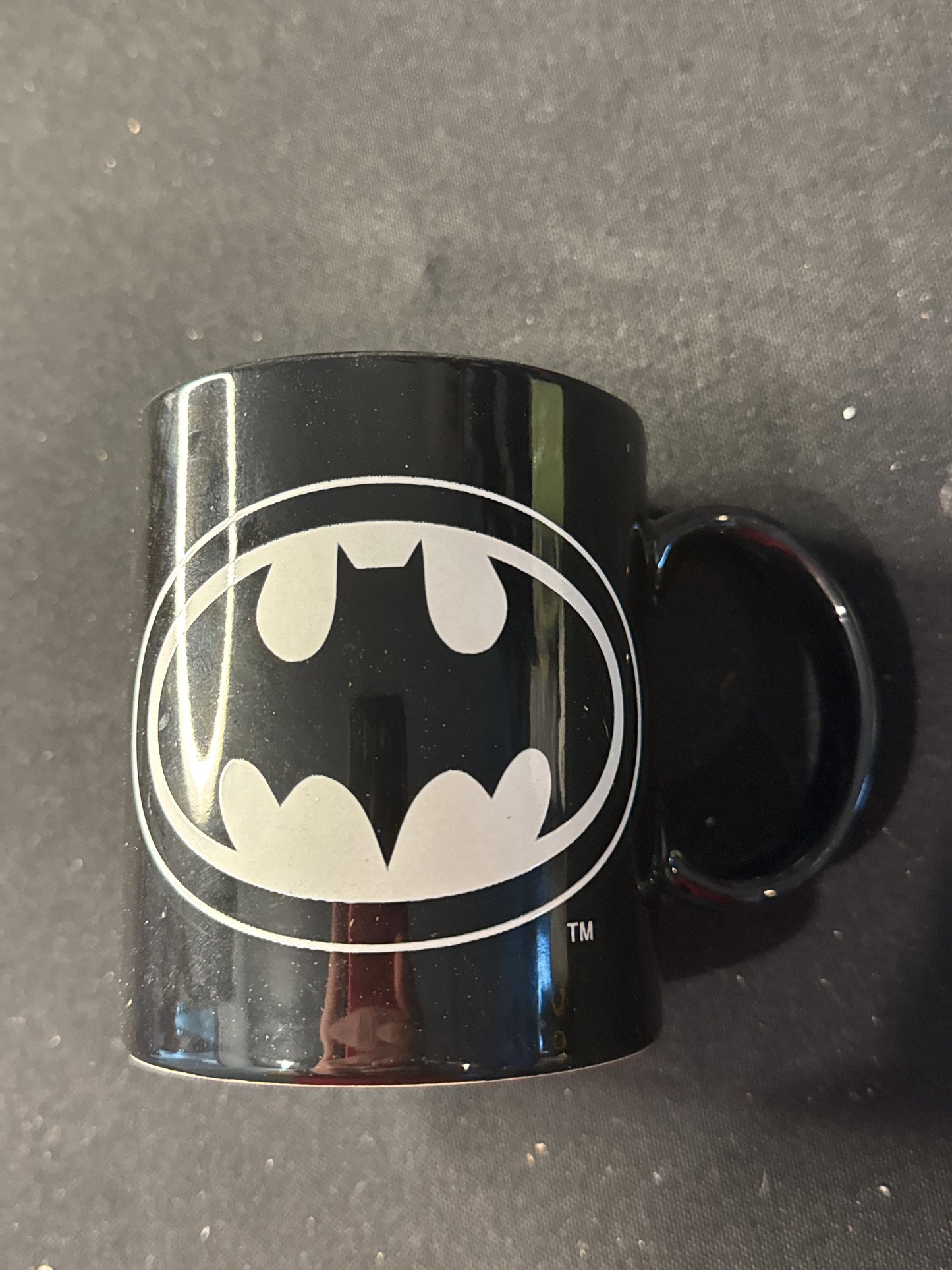 Vintage Batman Coffee Mug Cup Applause Black and White Logo Made in Japan 1991 3.75" Tall