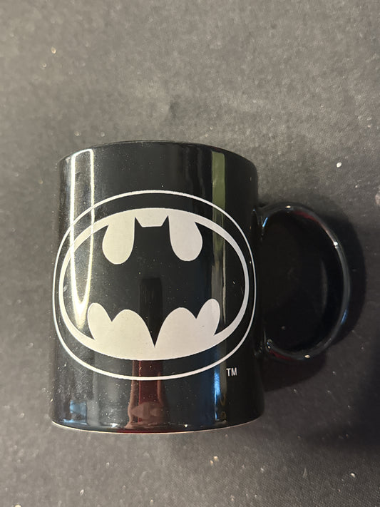 Vintage Batman Coffee Mug Cup Applause Black and White Logo Made in Japan 1991 3.75" Tall