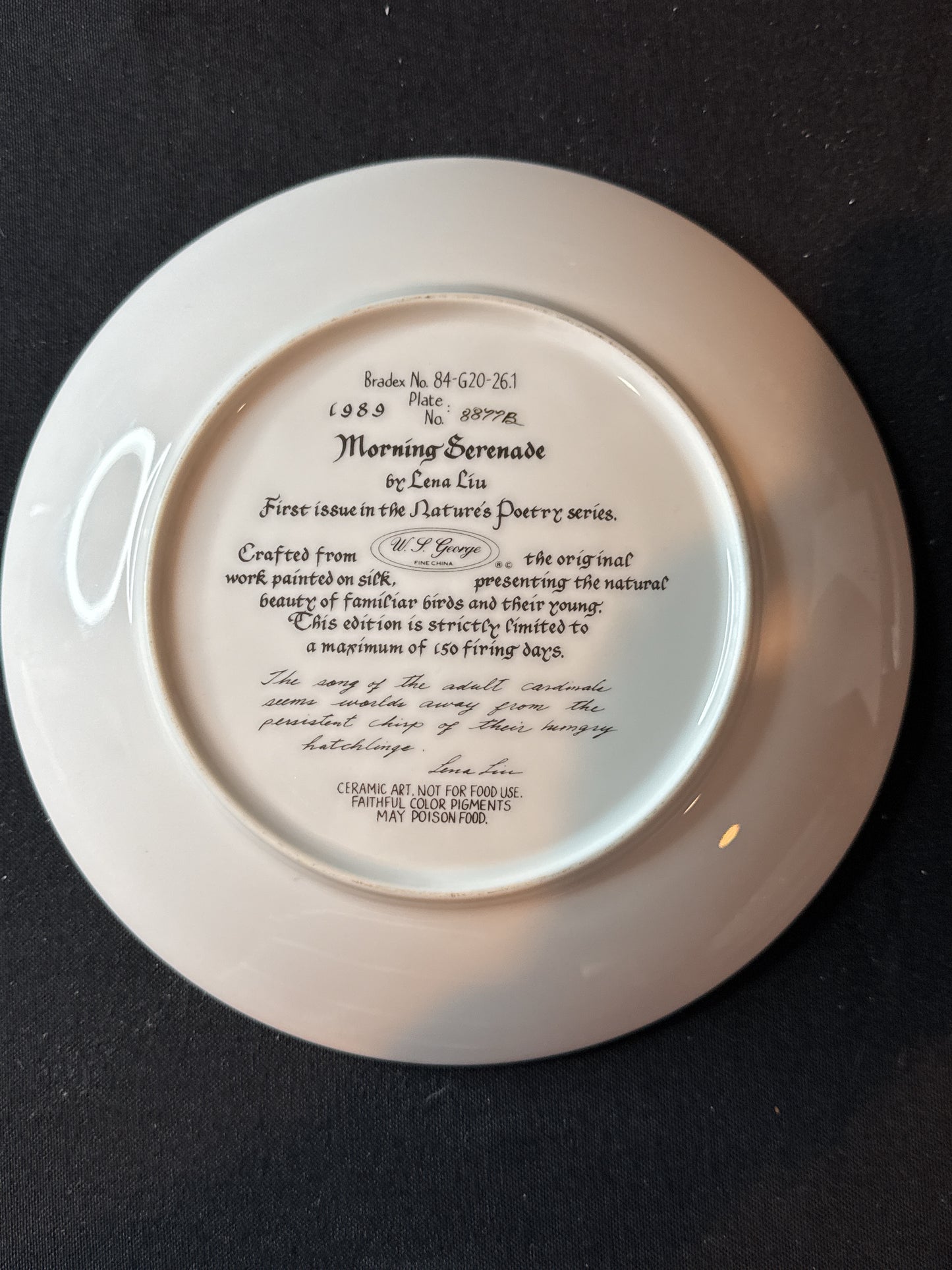 Nature's Poetry Collector Plate Lena Liu Morning Serenade Cardinal Family Nest 8.5" Wide