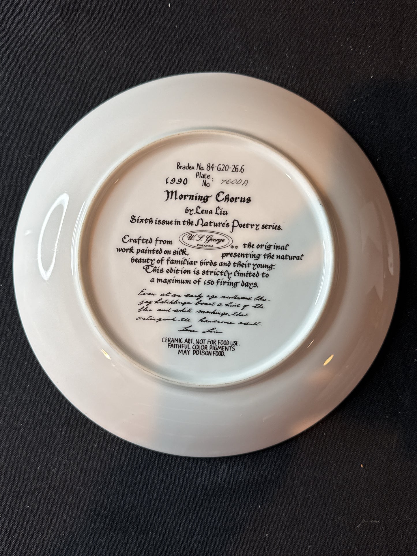 Nature's Poetry Collector Plate Lena Liu Morning Chorus BlueJay Family Nest 8.5" Wide