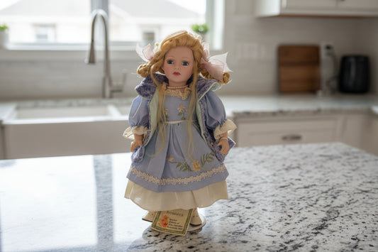 Timeless Treasures Porcelain Katherine Collection Katherine Doll On Stand 16" Tall With Tags
