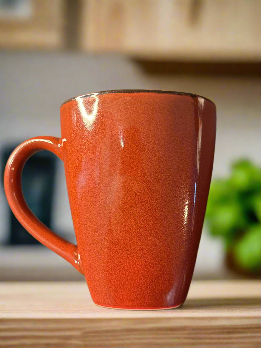 Threshold Elemental Poppy Red Brown Coffee Cup Mug 4 5/8" Tall Stoneware