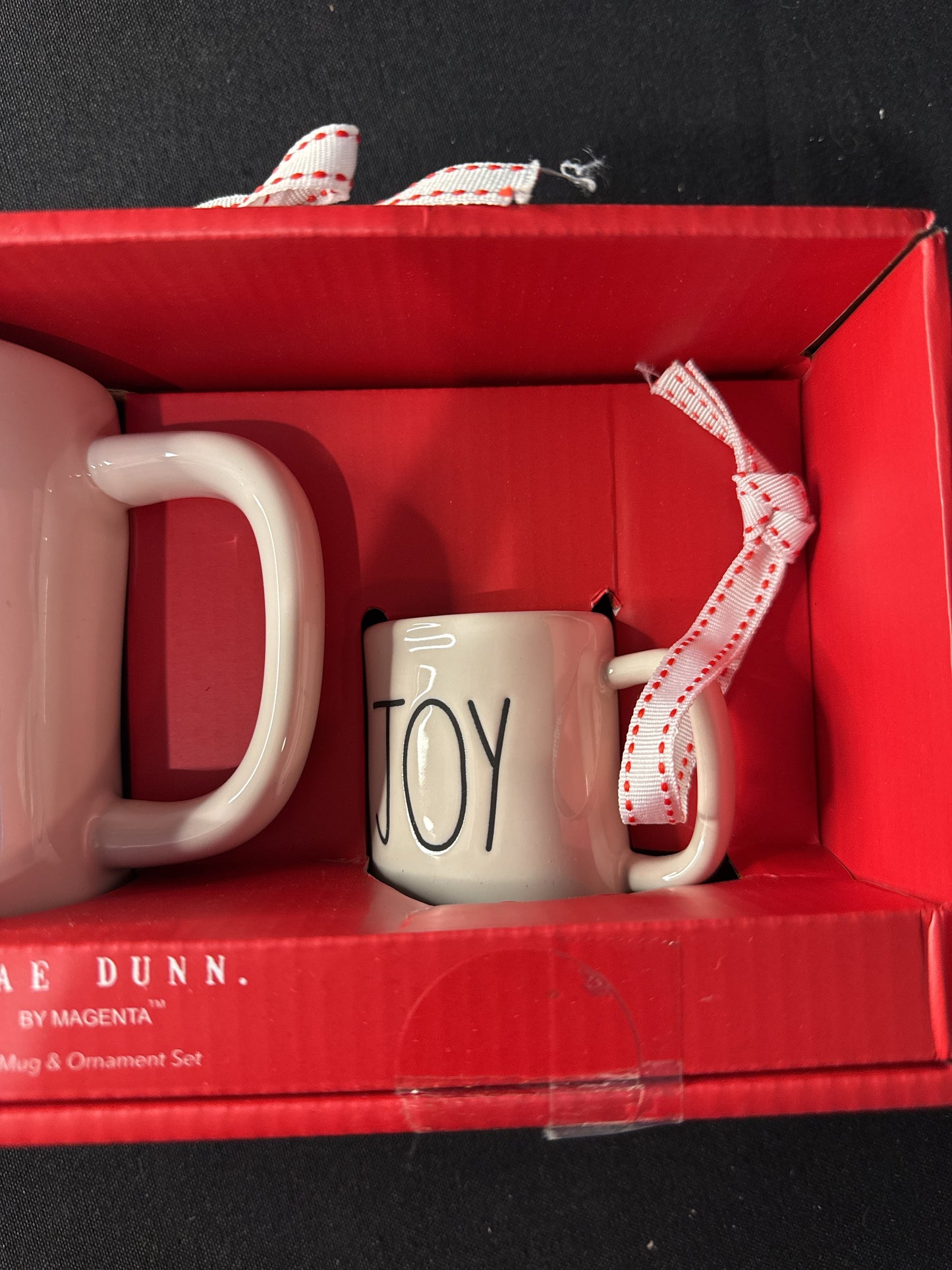 Rae Dunn By Magenta "Joy" Cellar Coffee Cup Mug & Ornament Gift Set Christmas New