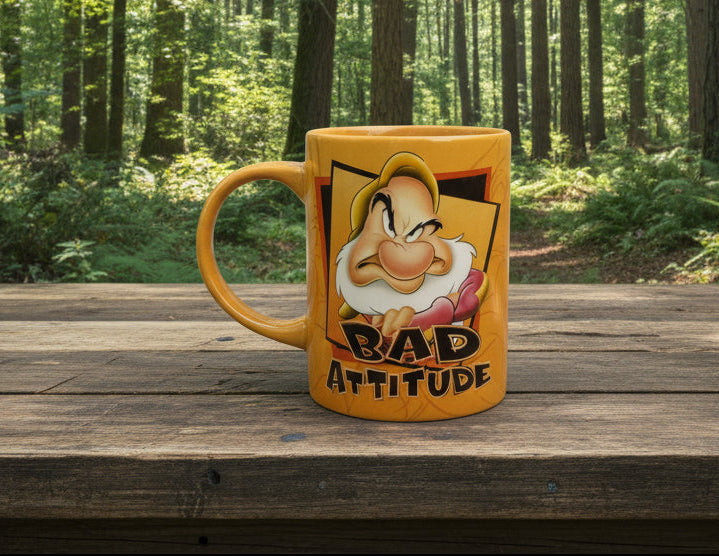 Disney Jerry Leigh Bad Attitude Art Decoration Grumpy Dwarf Coffee Mug Cup 4.5" Tall