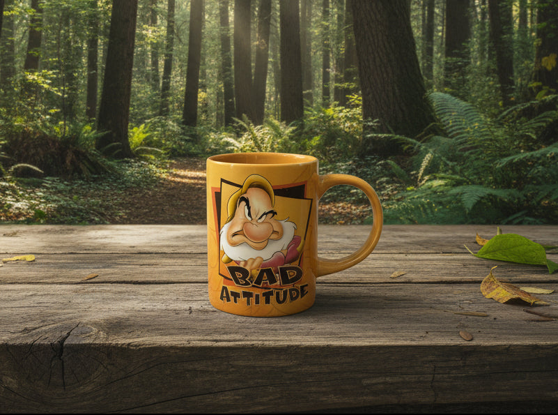 Disney Jerry Leigh Bad Attitude Art Decoration Grumpy Dwarf Coffee Mug Cup 4.5" Tall