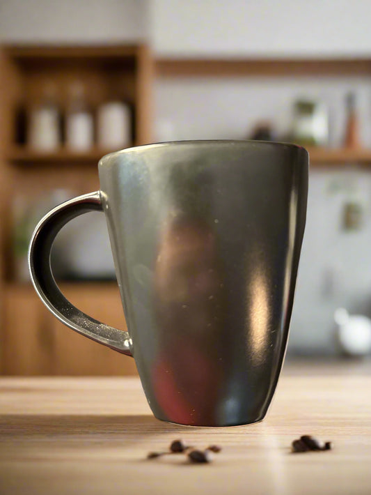 Gibson Ceramic Black and Blue Interior Coffee Mug Cup 4.25" Tall