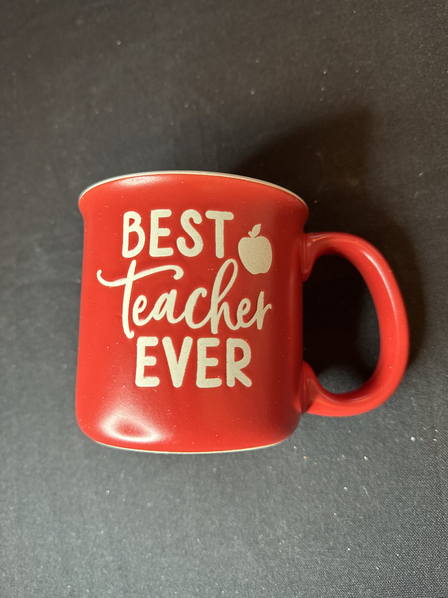 Coffee Mug Cup Red with White Flex Best Teacher Ever Large Mug Sunday Morning Ceramics