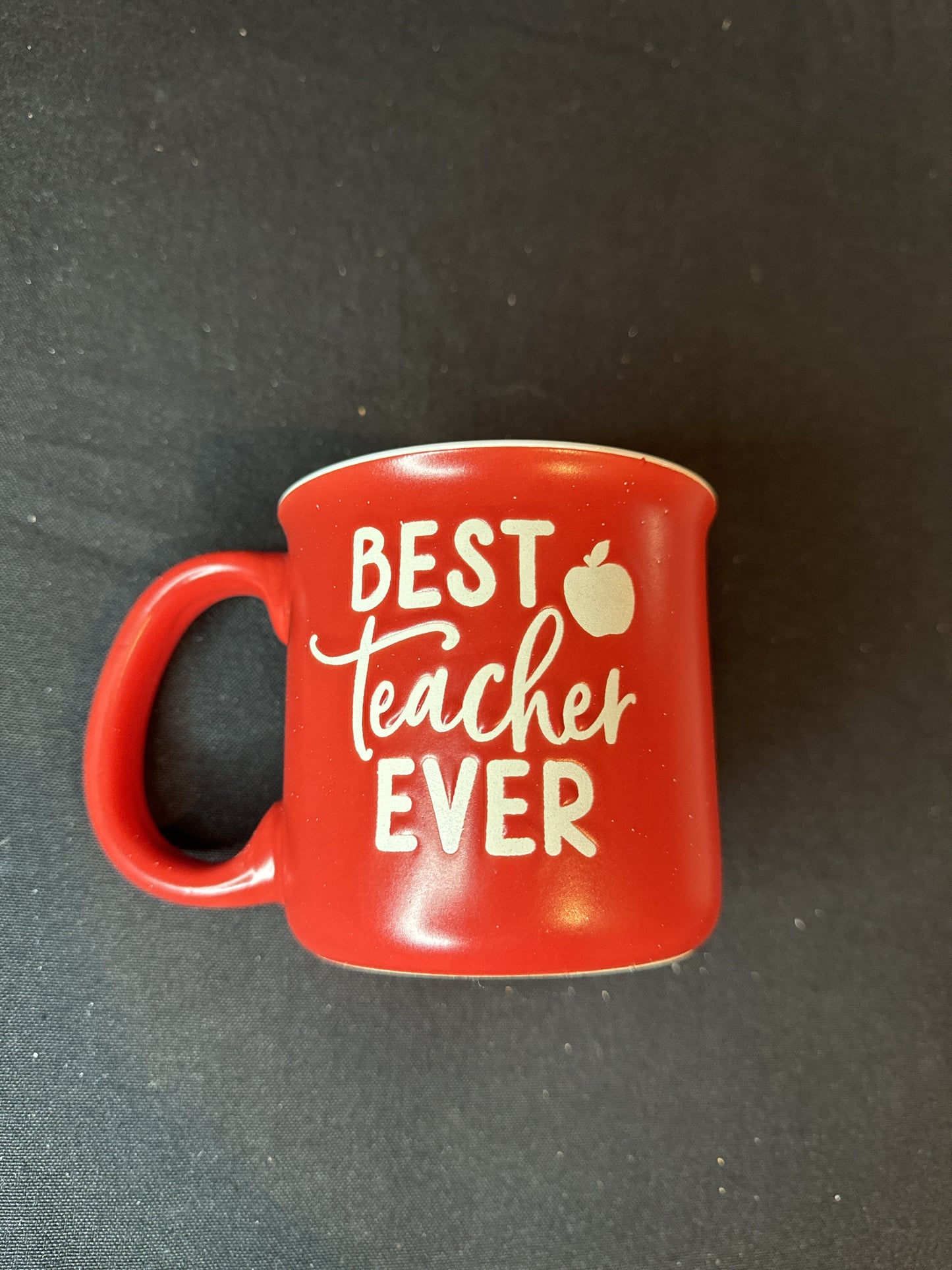 Coffee Mug Cup Red with White Flex Best Teacher Ever Large Mug Sunday Morning Ceramics