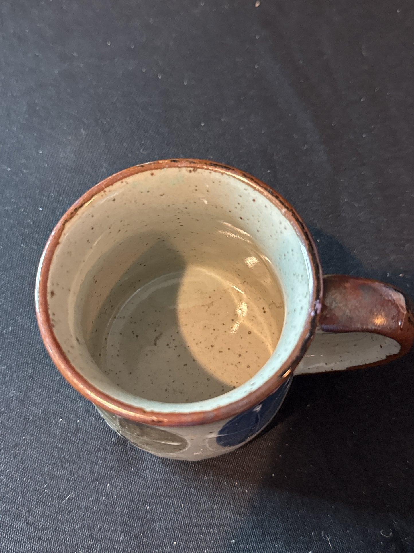 Vintage Stoneware Otagiri Blue Brown Speckled Spiral Floral Coffee Cup Mug 3.5" Tall