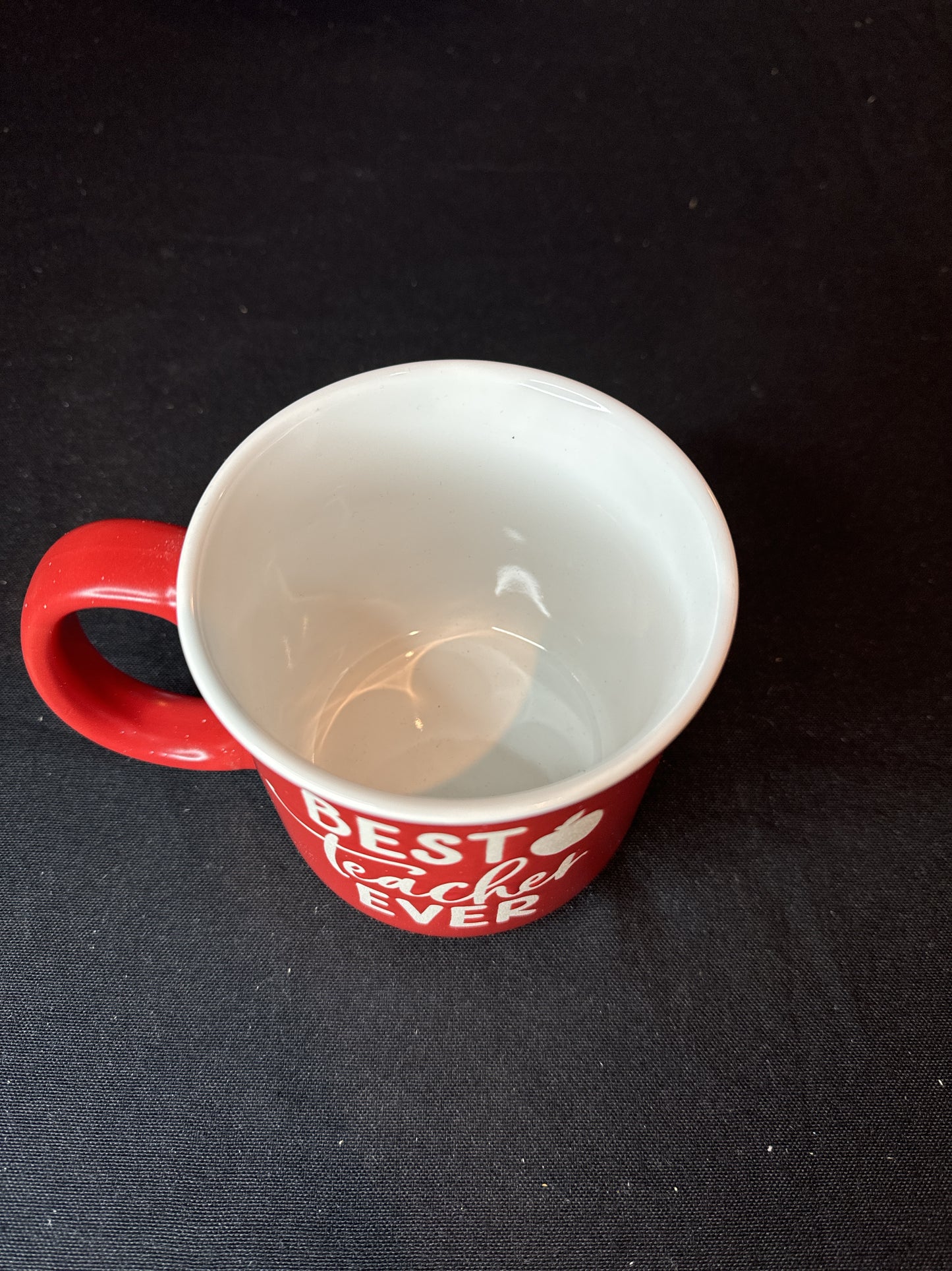 Coffee Mug Cup Red with White Flex Best Teacher Ever Large Mug Sunday Morning Ceramics