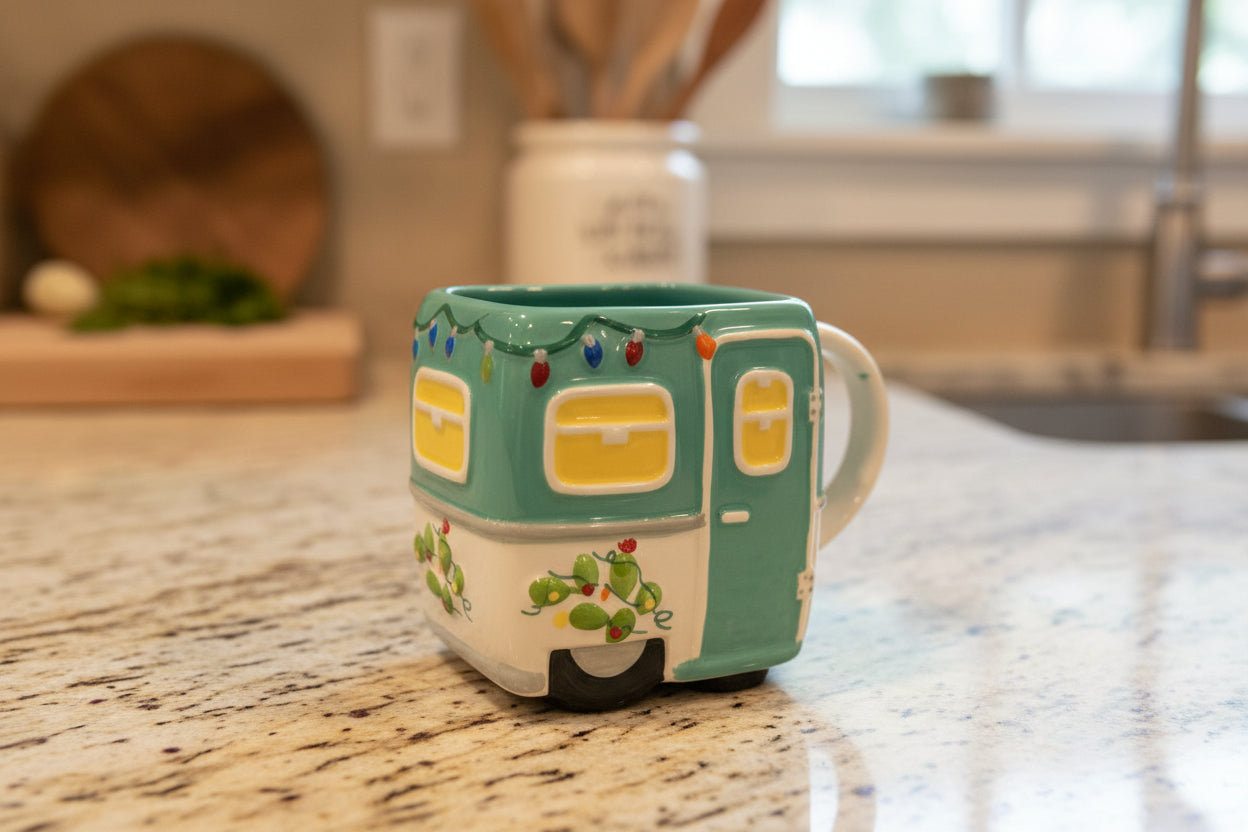 Tag Camper Trailer Holiday Mug Coffee Cup Mug 4 1/8" Tall
