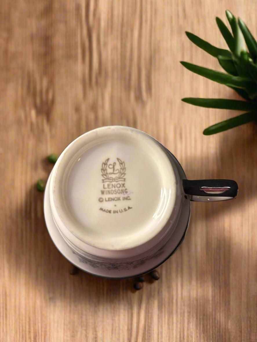 Lenox Windsor Coffee/Tea Mug Cup Footed Demitasse Floral 2 5/8" Tall