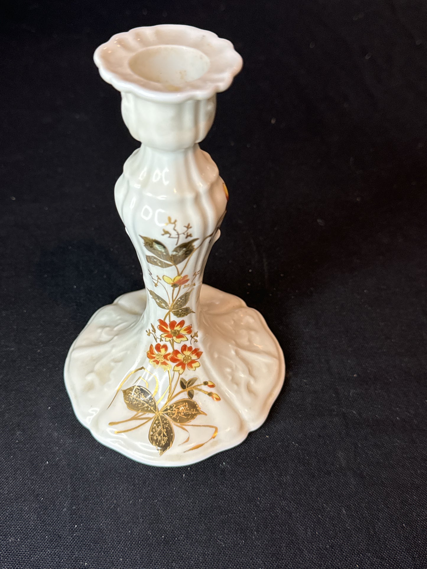 Antique Limoges France Lanternier Candlestick Holder Floral 6.75" Tall