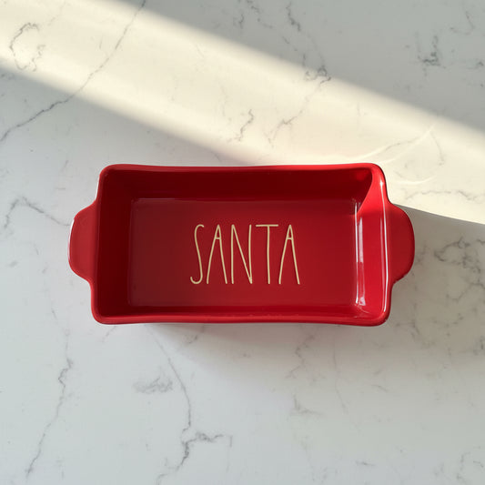 Rae Dunn Santa Red Loaf Pan 9" x 5" New Artisan Collection by Magenta