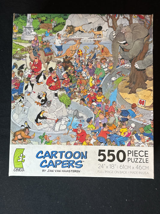 Jigsaw Puzzle Cartoon Capers The Zoo 550 Piece Jan Van Haasteren Animals 24" X 18"